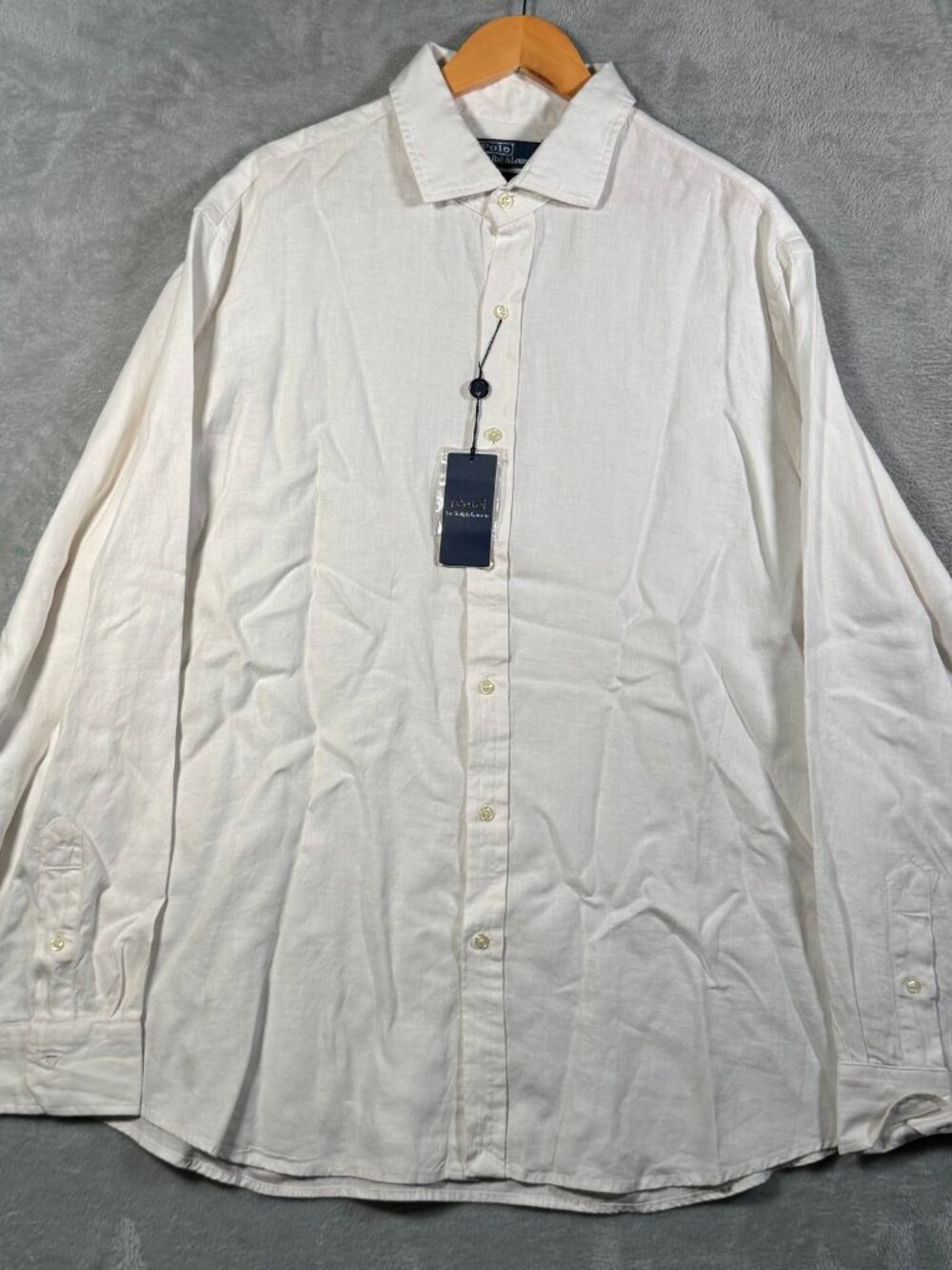 Polo Ralph Lauren Shirt Mens XXL White Linen Classic Fit Long Sleeve $168